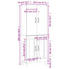 vidaXL Hoge kast 69,5x34x180 cm bewerkt hout grijs sonoma eikenkleurig