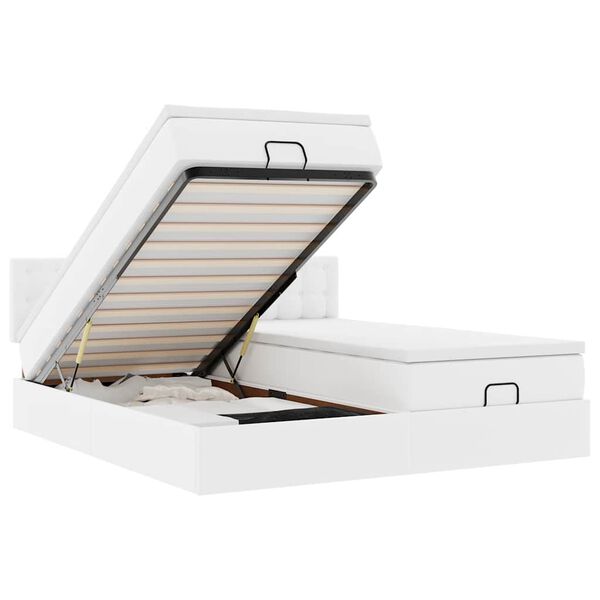 vidaXL Ottoman bed met matrassen en LED's 160x200cm kunstleer wit