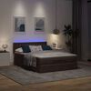vidaXL Bed poef met matras en LED's 140x190 cm stof donkerbruin