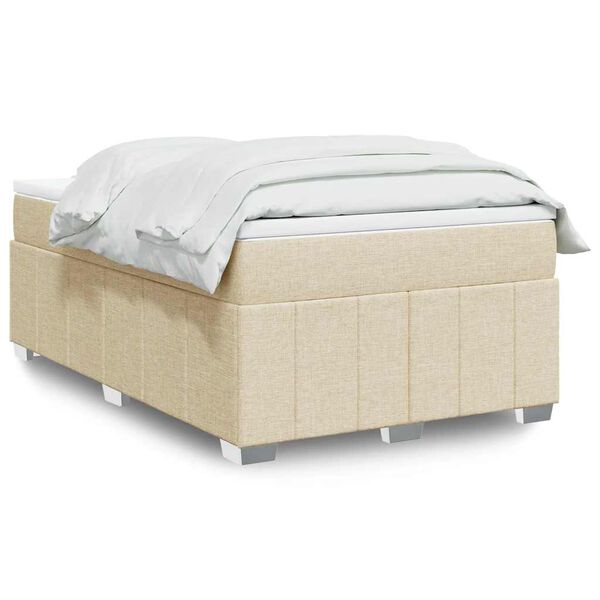 vidaXL Boxspring met matras stof cr&egrave;mekleurig 120x200 cm