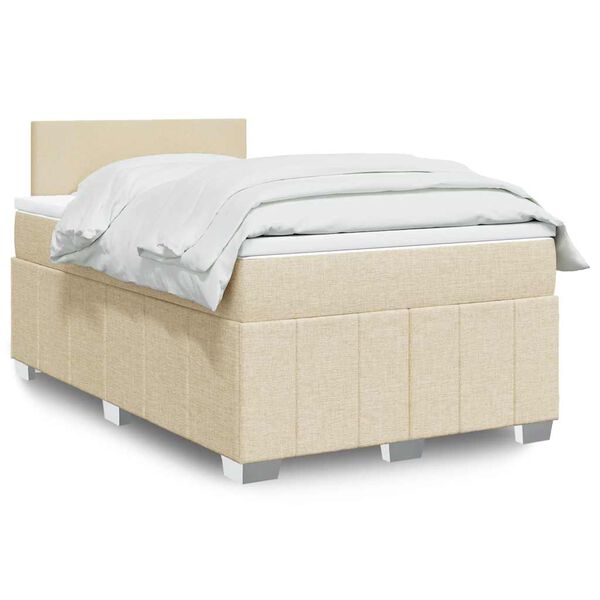 vidaXL Boxspring met matras stof cr&egrave;mekleurig 120x200 cm