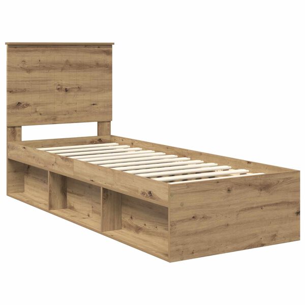 vidaXL Bedframe Ambachtelijk eiken 75 x 190 cm Massief grenenhout