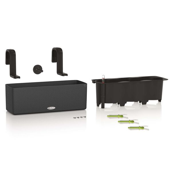 LECHUZA Plantenbak CUBE color triple met beugels antracietkleur 13684