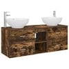 vidaXL Badkamermeubelset 3 st Gerookt eiken 129 x 44,5 x 80 cm