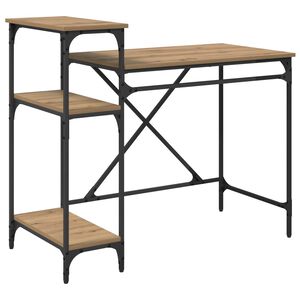vidaXL Bureau Artisan Eiken Bewerkt hout 105 x 50 x 90 cm