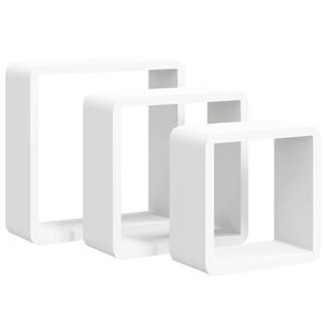 vidaXL Wandschappen kubus 3 st MDF wit