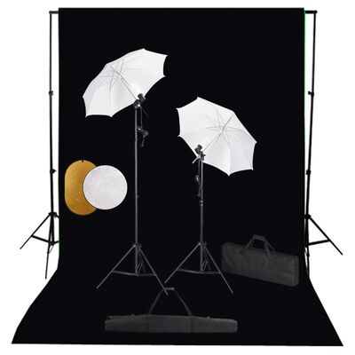 vidaXL Fotostudioset met lampen, paraplu's, achtergrond en reflector