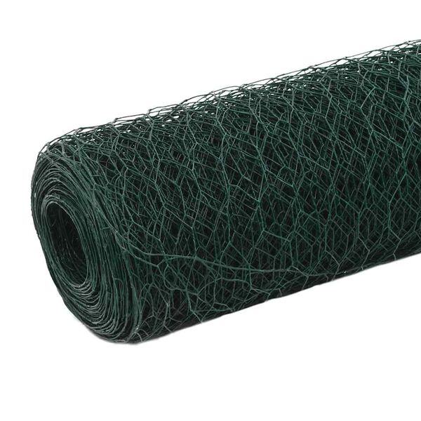 vidaXL Kippengaas 25x1,2 m staal met PVC coating groen