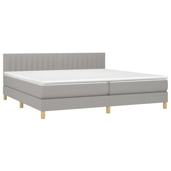 vidaXL Boxspring met matras en LED stof lichtgrijs 200x200 cm