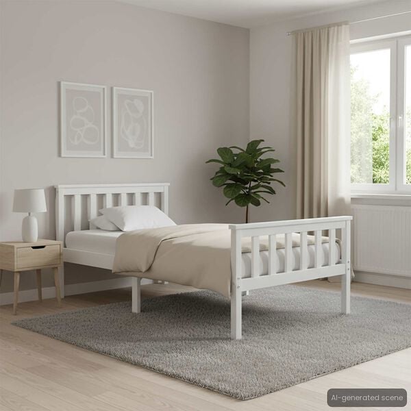 vidaXL Bedframe massief grenenhout wit 100x200 cm