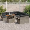 vidaXL Tuin Sofa Set met opslag 9 pcs Grijs Poly riet