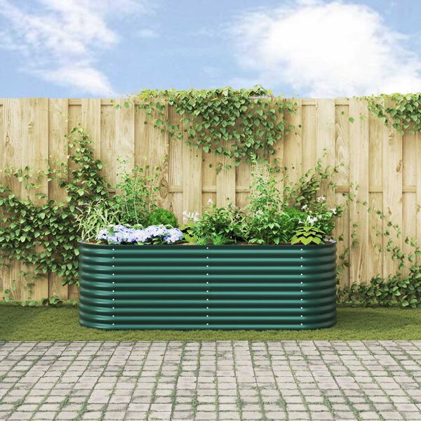 vidaXL Verhoogde plantenbak Groen 240 x 80 x 81 cm Staal