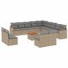 vidaXL 14-delige Loungeset met kussens poly rattan beige