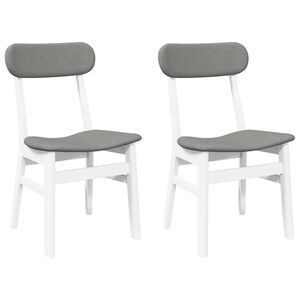 vidaXL Eetkamerstoelen met kussens 2 st massief hout rubber wit