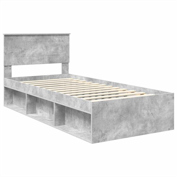 vidaXL Bedframe Concerte Grijs 100 x 200 cm Bewerkt hout