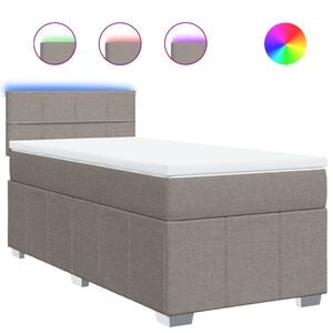 vidaXL Boxspring met matras stof taupe 100x200 cm