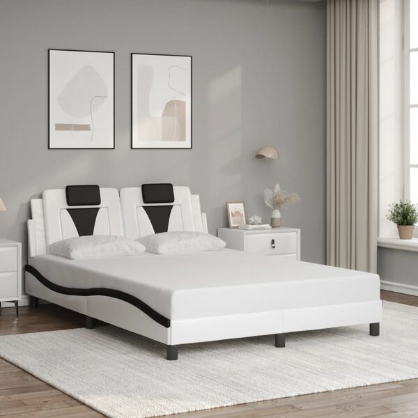 vidaXL Bedframe "Viana" met LED zonder matras wit en zwart 140x190 cm