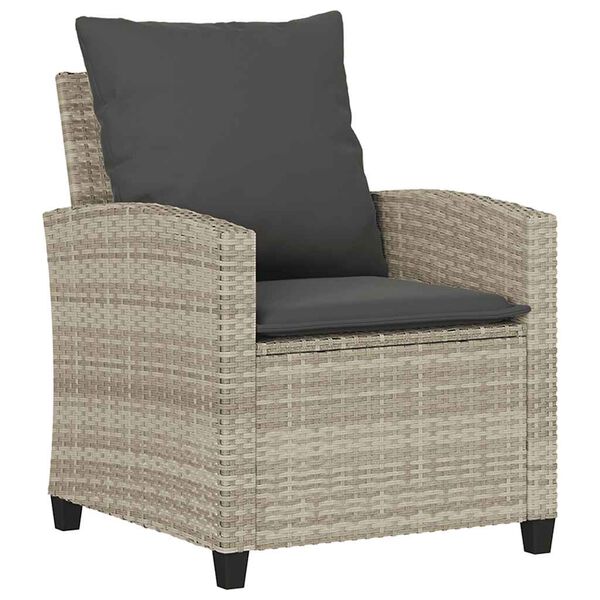 vidaXL 4-delige tuinbankset met kussens, lichtgrijs polyrotan