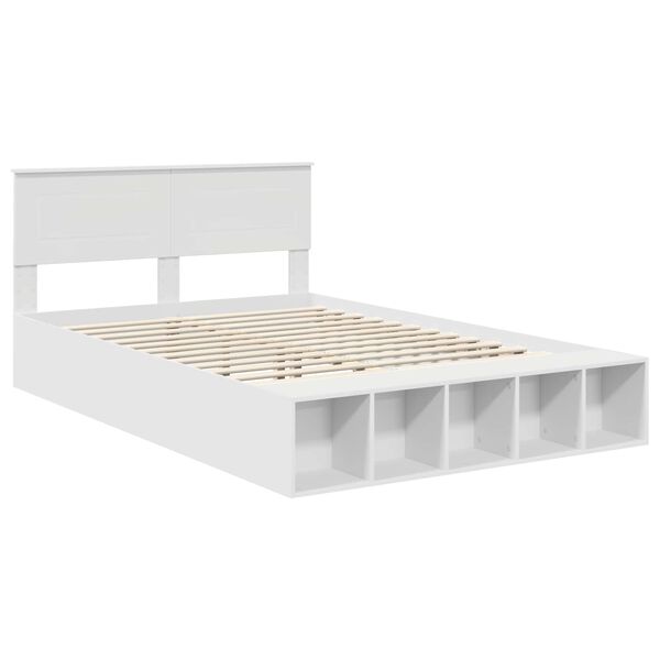 vidaXL Bedframe met plank met hoofdeinde Wit 150 x 200 cm Bewerkt hout