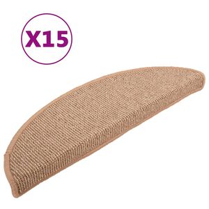vidaXL Trapmatten 15 st 56x17x3 cm lichtbruin halfrond