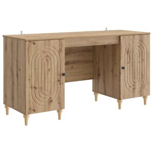 vidaXL Bureau Artisanaal eiken 142,5 x 50 x 75 cm Bewerkt hout