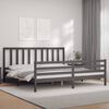vidaXL Bedframe met hoofdbord massief hout grijs 200x200 cm