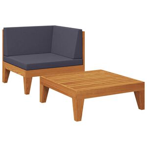 vidaXL 2-delige Loungeset met kussens massief acaciahout