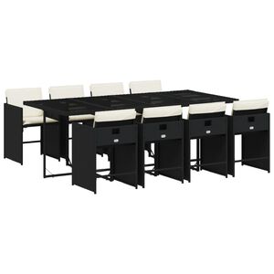 vidaXL 9-delige Tuinset poly rattan zwart