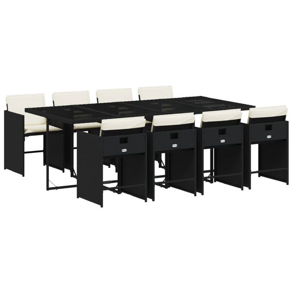 vidaXL 9-delige Tuinset poly rattan zwart