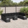 vidaXL Tuinbankenset met kussen 10 pcs Zwart Polyrattan