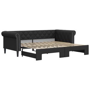 vidaXL Slaapbank met onderschuifbed 90x200 cm kunstleer zwart