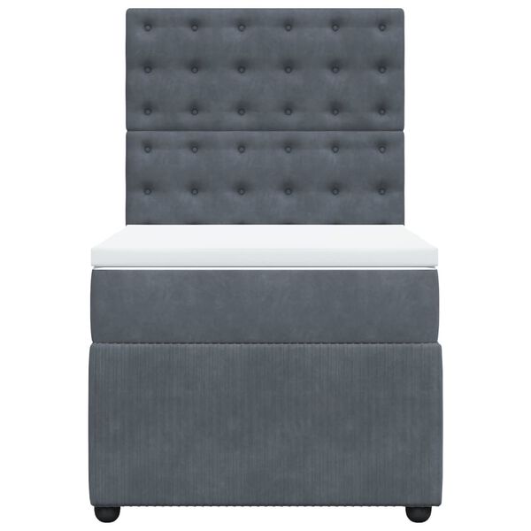 vidaXL Boxspring met matras fluweel donkergrijs 90x200 cm