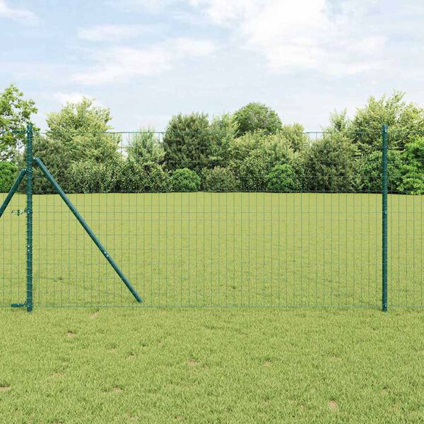 vidaXL Hek met Paal Groen 1,2 x 25 m Staal en PVC
