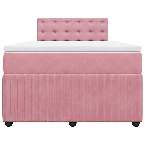 vidaXL Boxspring met matras fluweel roze 120x200 cm