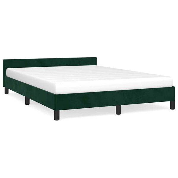 vidaXL Bedframe zonder matras 140x190 cm fluweel donkergroen