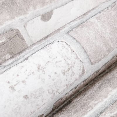 vidaXL Behang 3D baksteenpatroon grijs