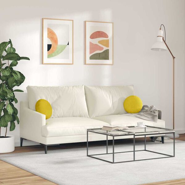 vidaXL Zitkussens 2 stuks Geel Ø 40 x 13 cm Fluweel