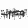 vidaXL Tuin eettafelset 7 pcs Zwart poly rattan