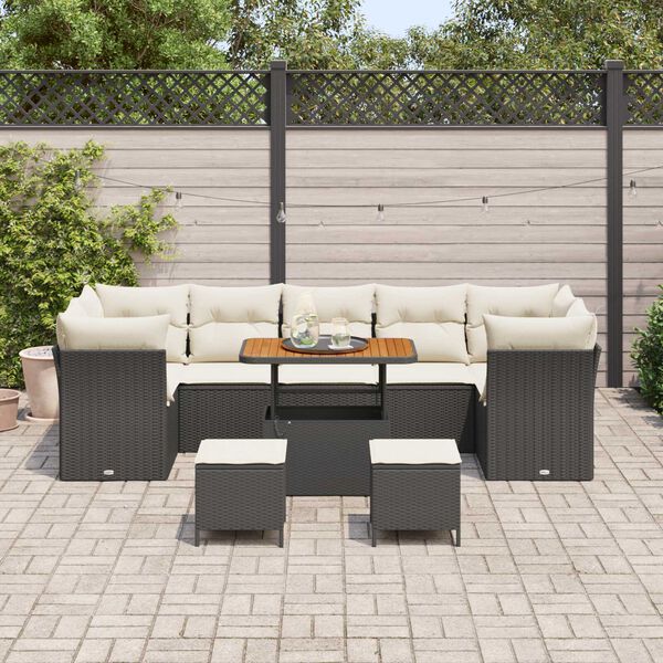 vidaXL Tuin Sofa Set 10 pcs Zwart poly rattan