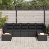 vidaXL Tuinbankenset met kussen met opslag 7 pcs Zwart Polyrattan