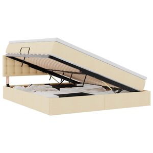 vidaXL Opbergbed met matras met matras Cr&egrave;me 160 x 200 cm Bewerkt hout