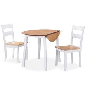 vidaXL Eetkamerset MDF en rubberwood wit 3-delig
