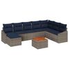 vidaXL Tuinbankenset met opslag 9 pcs Grijs en Marineblauw poly rattan
