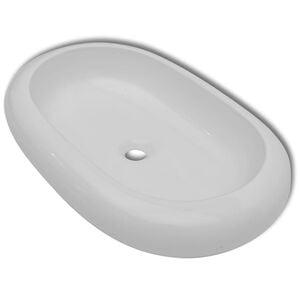 Luxe keramische wasbak ovaal 63 x 42 cm (wit)