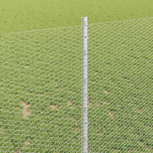 vidaXL Hek met Paal Zilver 1 x 100 m Staal