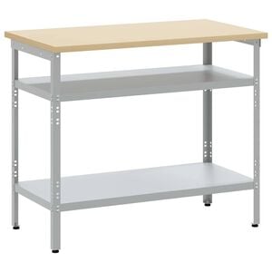 vidaXL Werktafel met plank Grijs en Beige 100 x 55 x 85 cm Staal