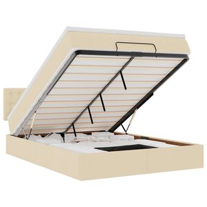 vidaXL Bed poef met matras en LED's stof 140x190 cm cr&egrave;me