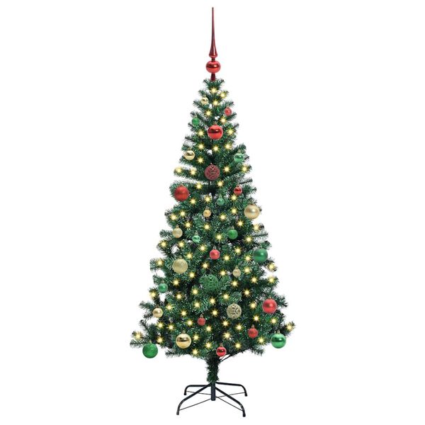vidaXL Kunstmatig Voorverlicht Kerstboom Groen 150 cm PVC en Metaal