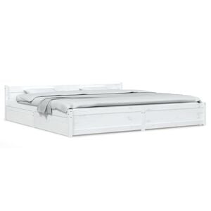 vidaXL Bedframe met lades wit 180x200 cm Super King Size