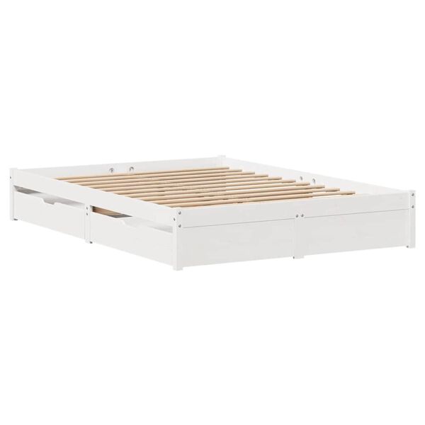 vidaXL Bedframe zonder matras massief grenenhout wit 135x190 cm